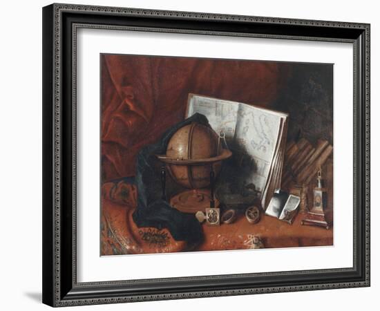 Nature morte avec globe terrestre-Evaristo Baschenis-Framed Giclee Print