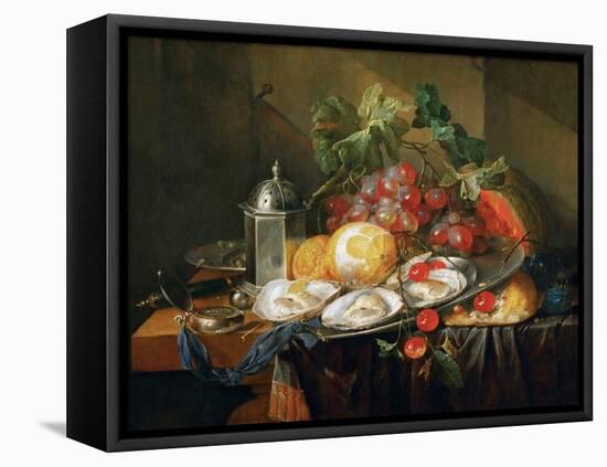 Nature Morte De Petit Dejeuner - Breakfast Still Life, by Heem, Cornelis, De (1631-1695). Oil on Wo-Cornelis De Heem-Framed Premier Image Canvas