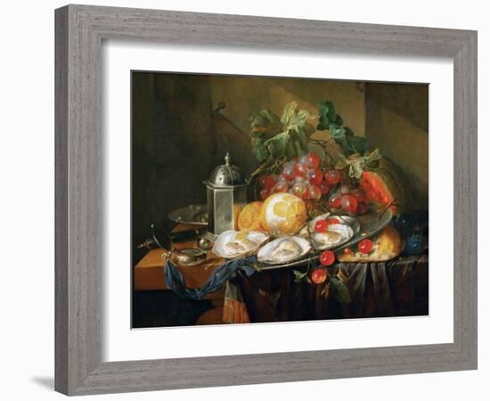 Nature Morte De Petit Dejeuner - Breakfast Still Life, by Heem, Cornelis, De (1631-1695). Oil on Wo-Cornelis De Heem-Framed Giclee Print