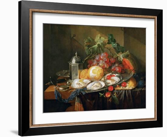 Nature Morte De Petit Dejeuner - Breakfast Still Life, by Heem, Cornelis, De (1631-1695). Oil on Wo-Cornelis De Heem-Framed Giclee Print