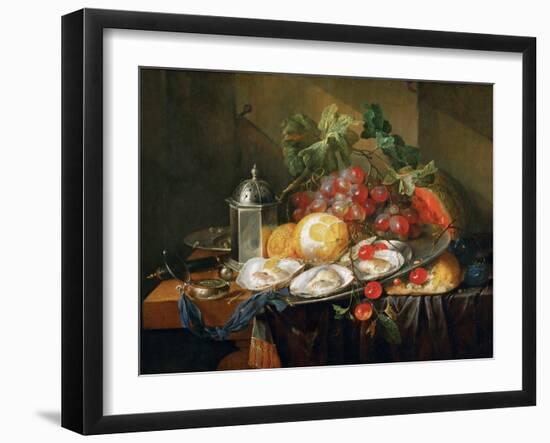 Nature Morte De Petit Dejeuner - Breakfast Still Life, by Heem, Cornelis, De (1631-1695). Oil on Wo-Cornelis De Heem-Framed Giclee Print