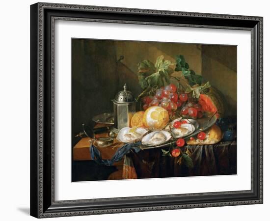 Nature Morte De Petit Dejeuner - Breakfast Still Life, by Heem, Cornelis, De (1631-1695). Oil on Wo-Cornelis De Heem-Framed Giclee Print