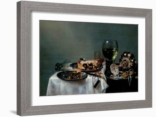 Nature Morte De Table Du Petit-Dejeuner Avec Tarte Aux Mures  (Breakfast Table with Blackberry Pie-Willem Claesz Heda-Framed Giclee Print