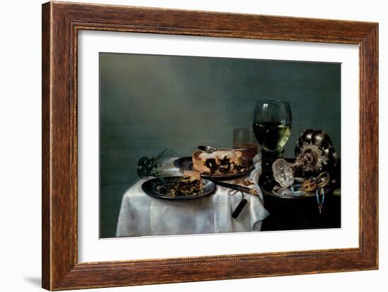 Nature Morte De Table Du Petit-Dejeuner Avec Tarte Aux Mures  (Breakfast Table with Blackberry Pie-Willem Claesz Heda-Framed Giclee Print