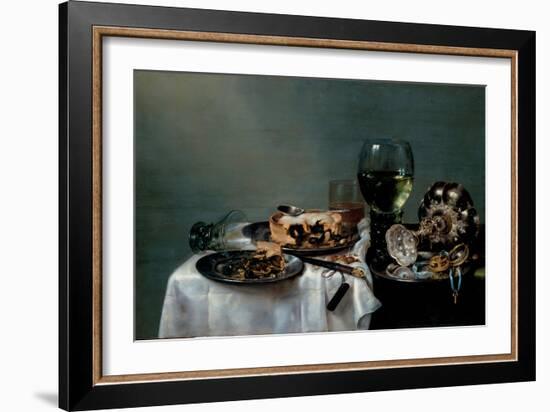 Nature Morte De Table Du Petit-Dejeuner Avec Tarte Aux Mures  (Breakfast Table with Blackberry Pie-Willem Claesz Heda-Framed Giclee Print