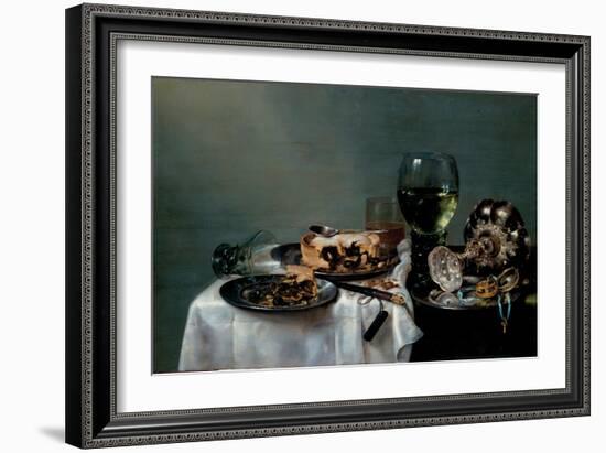 Nature Morte De Table Du Petit-Dejeuner Avec Tarte Aux Mures  (Breakfast Table with Blackberry Pie-Willem Claesz Heda-Framed Giclee Print