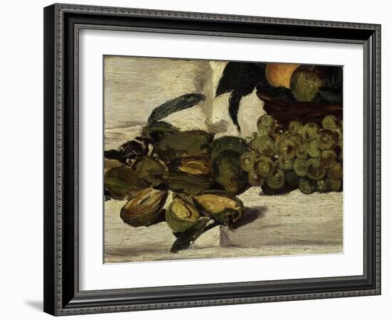 Nature Morte, Fruits Sur Une Table, Still Life with Fruit, Grapes, Peaches and Almonds, 1864-Edouard Manet-Framed Giclee Print