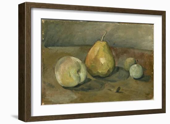 Nature morte, poire et pommes vertes-Paul Cézanne-Framed Giclee Print