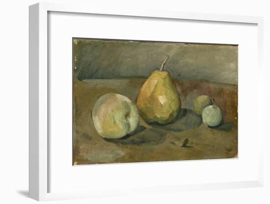 Nature morte, poire et pommes vertes-Paul Cézanne-Framed Giclee Print