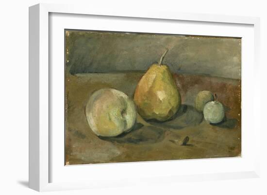 Nature morte, poire et pommes vertes-Paul Cézanne-Framed Giclee Print