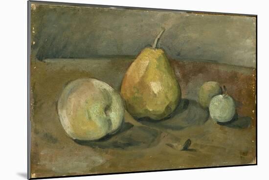 Nature morte, poire et pommes vertes-Paul Cézanne-Mounted Giclee Print