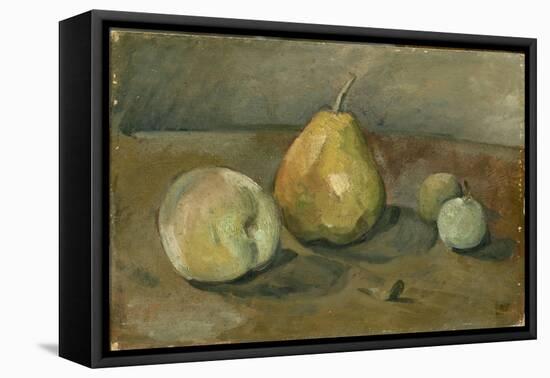 Nature morte, poire et pommes vertes-Paul Cézanne-Framed Premier Image Canvas