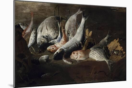 Nature morte. Poissons et crabes-Giuseppe Recco-Mounted Giclee Print