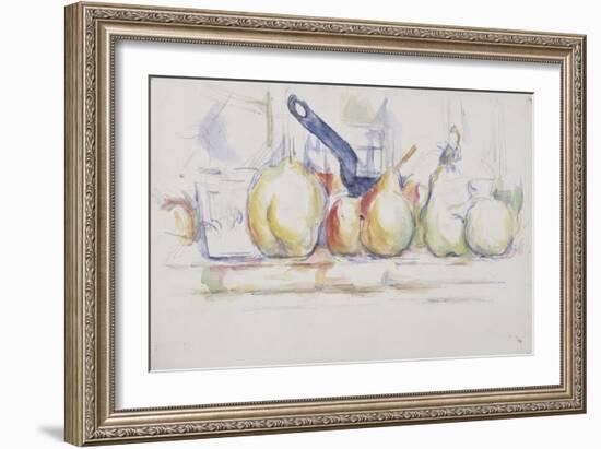 Nature morte ;pommes, poires et casserole-Paul Cézanne-Framed Giclee Print