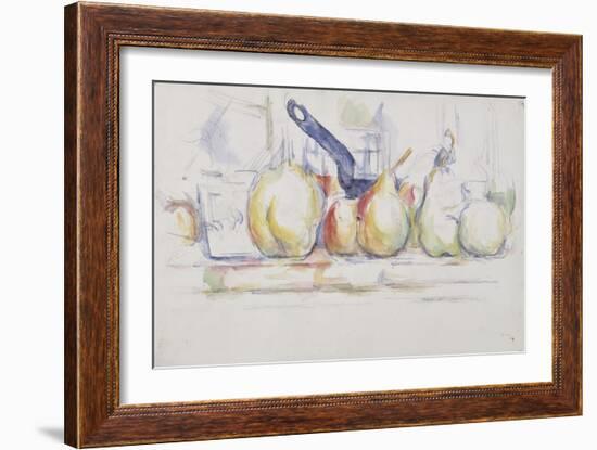 Nature morte ;pommes, poires et casserole-Paul Cézanne-Framed Giclee Print