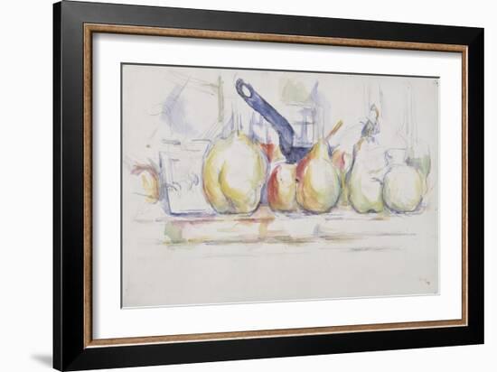 Nature morte ;pommes, poires et casserole-Paul Cézanne-Framed Giclee Print