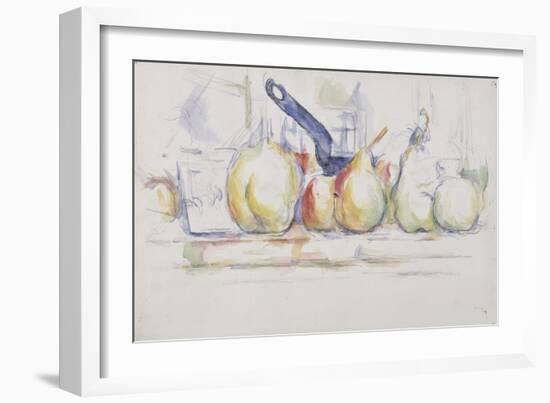 Nature morte ;pommes, poires et casserole-Paul Cézanne-Framed Giclee Print