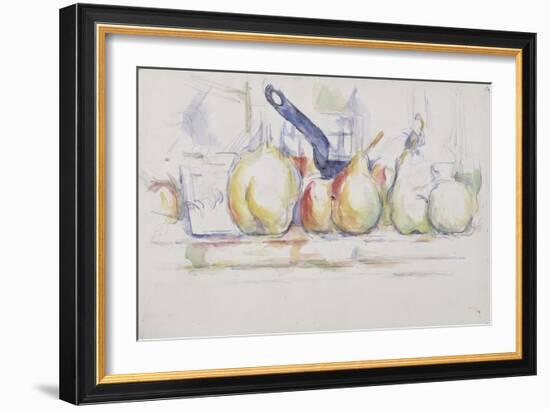 Nature morte ;pommes, poires et casserole-Paul Cézanne-Framed Giclee Print