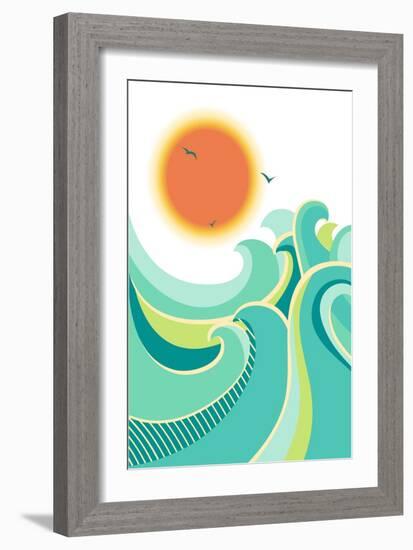 Nature Seascape Poster Background with Sunlight.Vector Color Illustration-Tancha-Framed Art Print