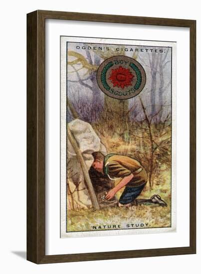Nature Study Badge for Scouts, Scout Entering a 'Hide', 1929-English School-Framed Giclee Print