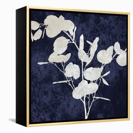 Nature White on Blue III-Danielle Carson-Framed Stretched Canvas