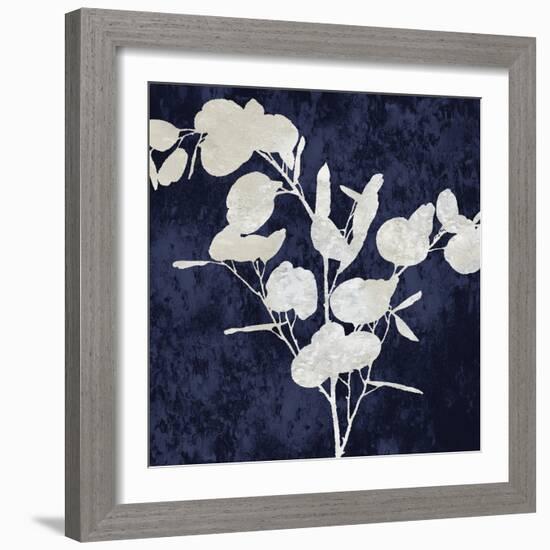 Nature White on Blue III-Danielle Carson-Framed Art Print