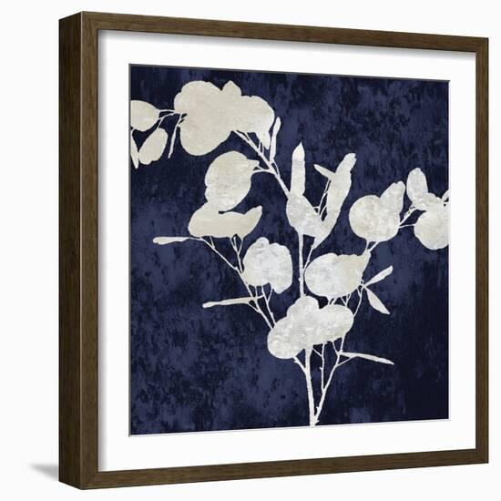 Nature White on Blue III-Danielle Carson-Framed Art Print