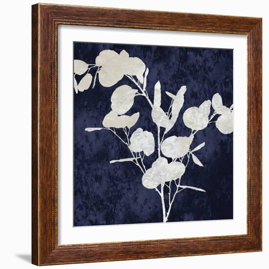 Nature White on Blue III-Danielle Carson-Framed Art Print