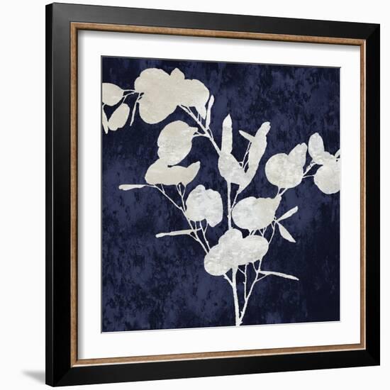 Nature White on Blue III-Danielle Carson-Framed Art Print