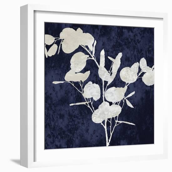 Nature White on Blue III-Danielle Carson-Framed Art Print