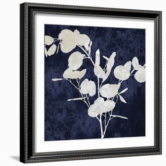 Nature White on Blue III-Danielle Carson-Framed Art Print