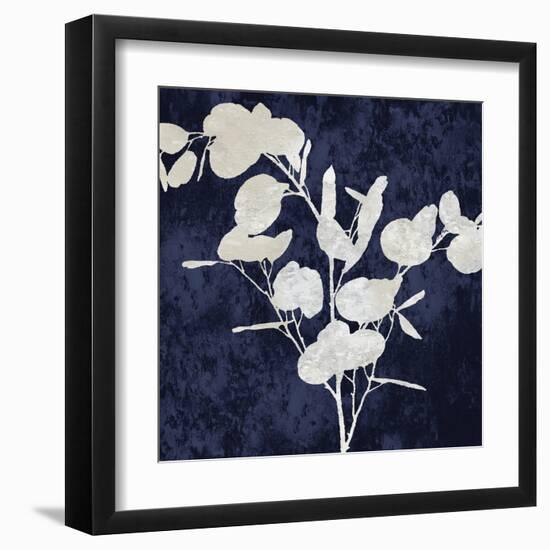 Nature White on Blue III-Danielle Carson-Framed Art Print