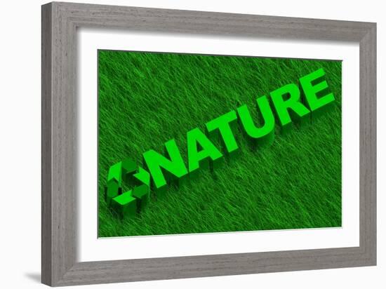 Nature Word over Green Grass-marphotography-Framed Art Print