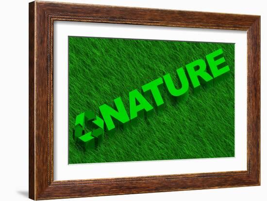 Nature Word over Green Grass-marphotography-Framed Art Print