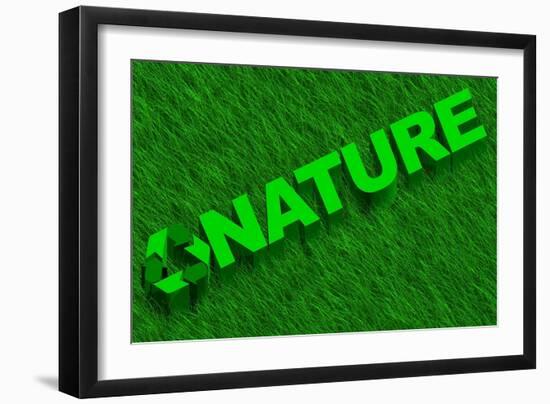 Nature Word over Green Grass-marphotography-Framed Art Print