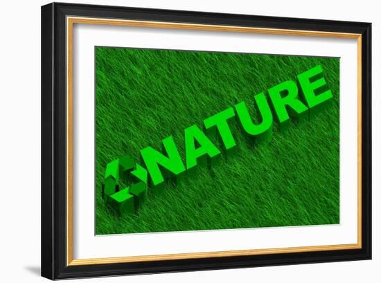 Nature Word over Green Grass-marphotography-Framed Art Print