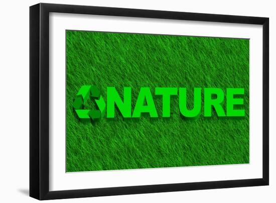 Nature Word over Green Grass-marphotography-Framed Art Print