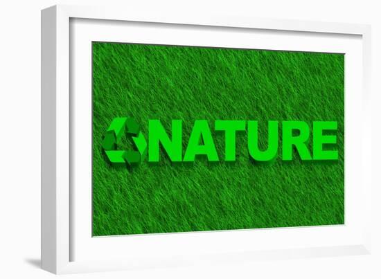 Nature Word over Green Grass-marphotography-Framed Art Print