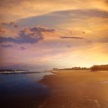 Cullera Playa Los Olivos Beach Sunset in Mediterranean Valencia at Spain-Naturewolrd-Photographic Print