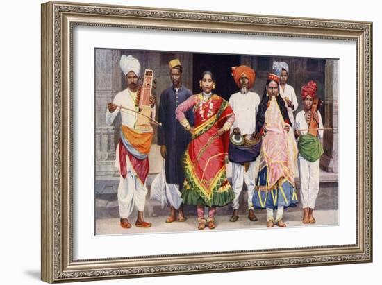 Nautch Dancing Girls with Accompanying Musicians, India, 1922-SR Norton-Framed Giclee Print