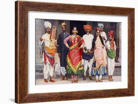 Nautch Dancing Girls with Accompanying Musicians, India, 1922-SR Norton-Framed Giclee Print