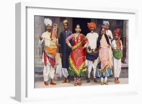 Nautch Dancing Girls with Accompanying Musicians, India, 1922-SR Norton-Framed Giclee Print