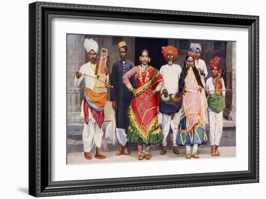 Nautch Dancing Girls with Accompanying Musicians, India, 1922-SR Norton-Framed Giclee Print