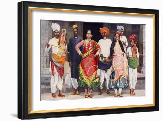 Nautch Dancing Girls with Accompanying Musicians, India, 1922-SR Norton-Framed Giclee Print