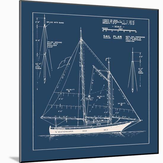 Nautical Blueprint I-The Vintage Collection-Mounted Giclee Print