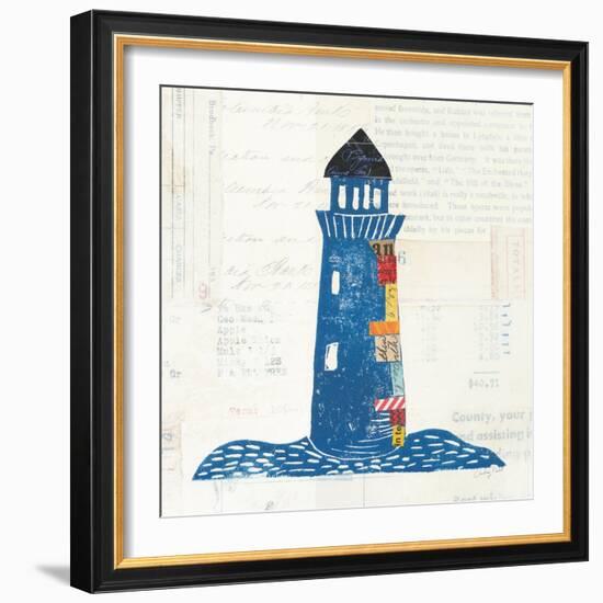 Nautical Collage II on Newsprint-Courtney Prahl-Framed Art Print