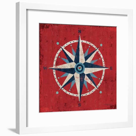 Nautical Love Compass-Michael Mullan-Framed Art Print