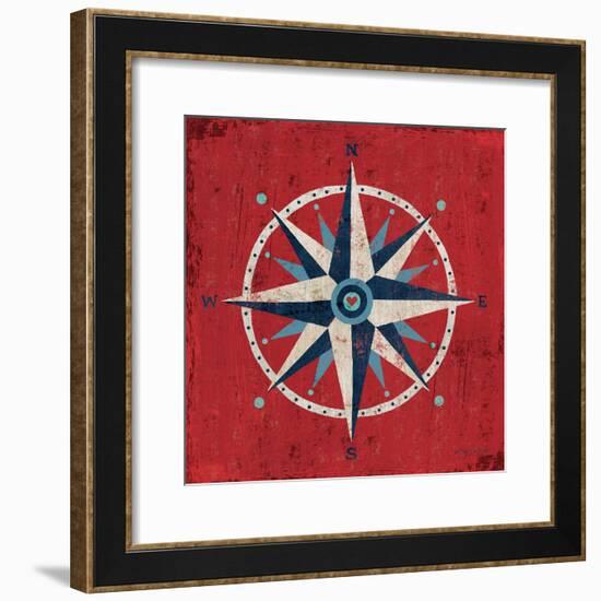 Nautical Love Compass-Michael Mullan-Framed Art Print