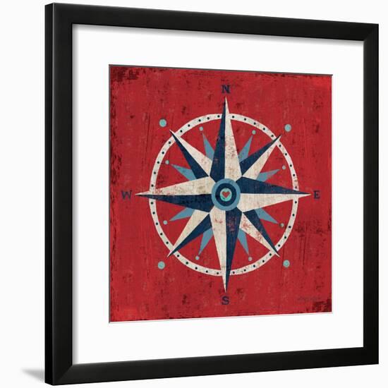 Nautical Love Compass-Michael Mullan-Framed Art Print