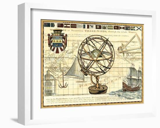 Nautical Map I-Deborah Bookman-Framed Art Print